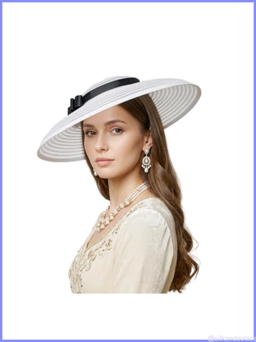 Wide Brim Fascinator Hat Polyester Horsehair Mesh w Headband Hair Clip